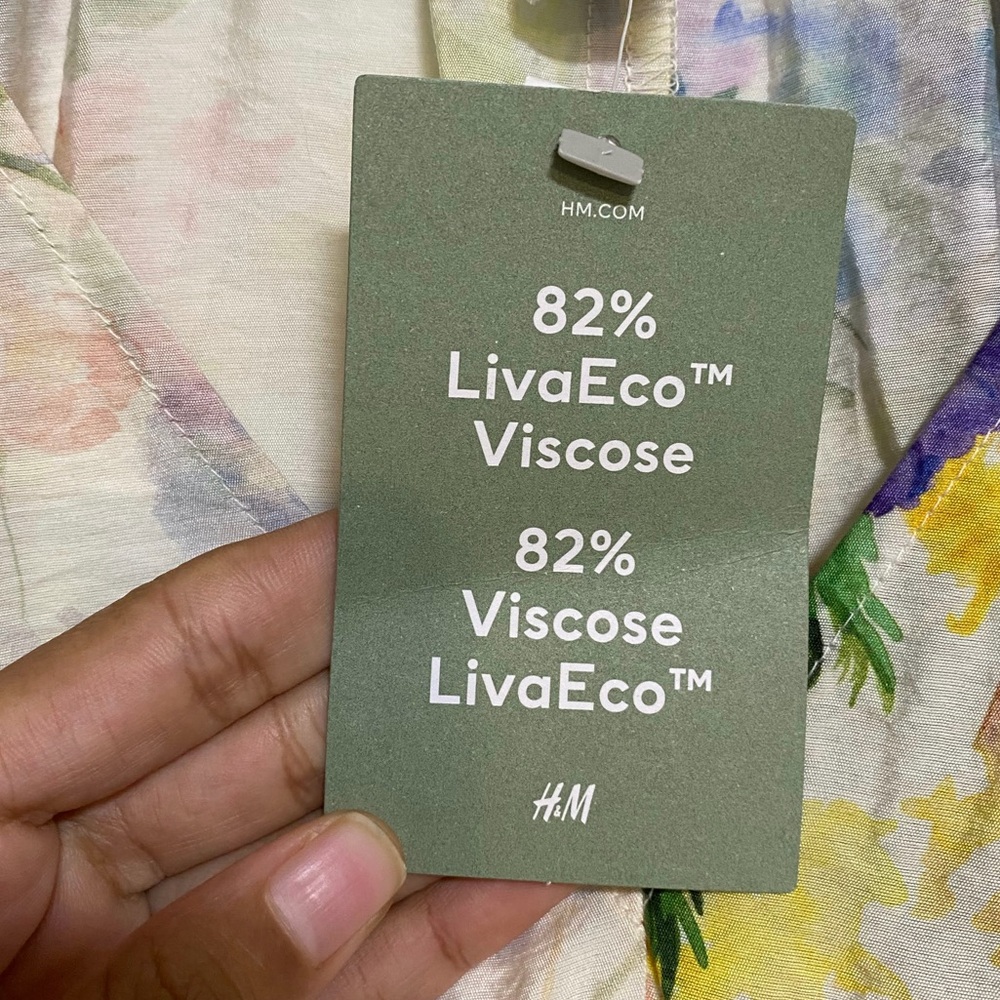 H&M Floral Long Sleeve Mini Dress – XS – LivaEco Viscose Boho Cottagecore - Picture 7 of 8